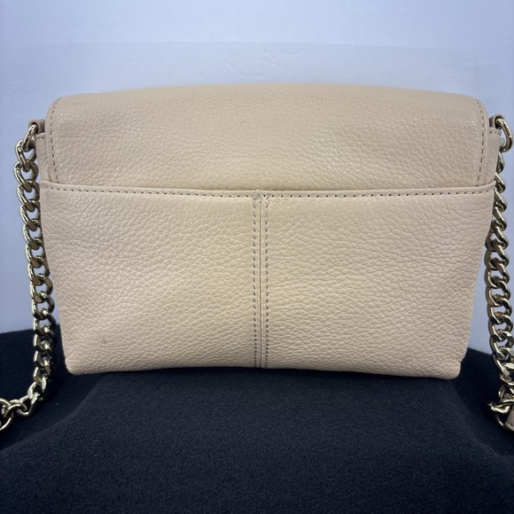 Calvin Klein Pebbled Leather Peach Chain Crossbody Purse Gold Lock Charm EUC‎ - Picture 2 of 16